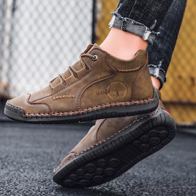 2023 Herfst Nieuwe Grote Handgenaaide High Bond Casual Schoenen Voor Heren