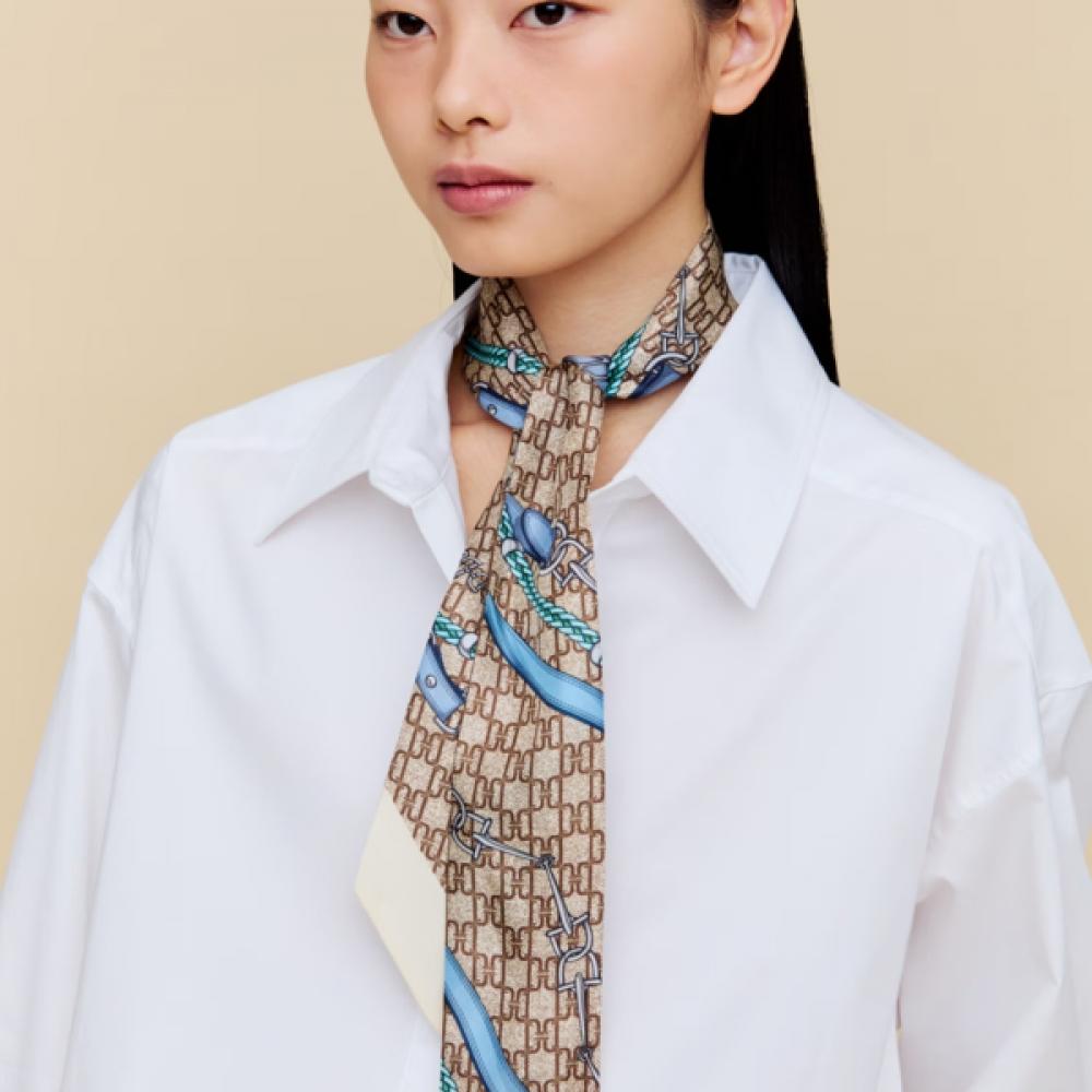 Daks Brown Dd Pattern Twilly Silk Scarf Dcsc6e381w2 Single option