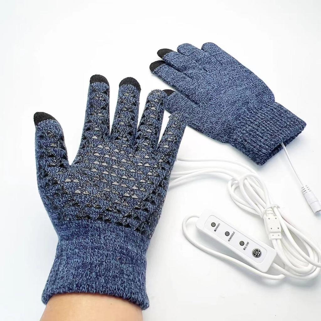 USB Electric Heating Knitted Warm Gloves Double-sided Heated Palm Glue Points Anti-slip Touch Screen Men and Women Outdoor Sports Riding