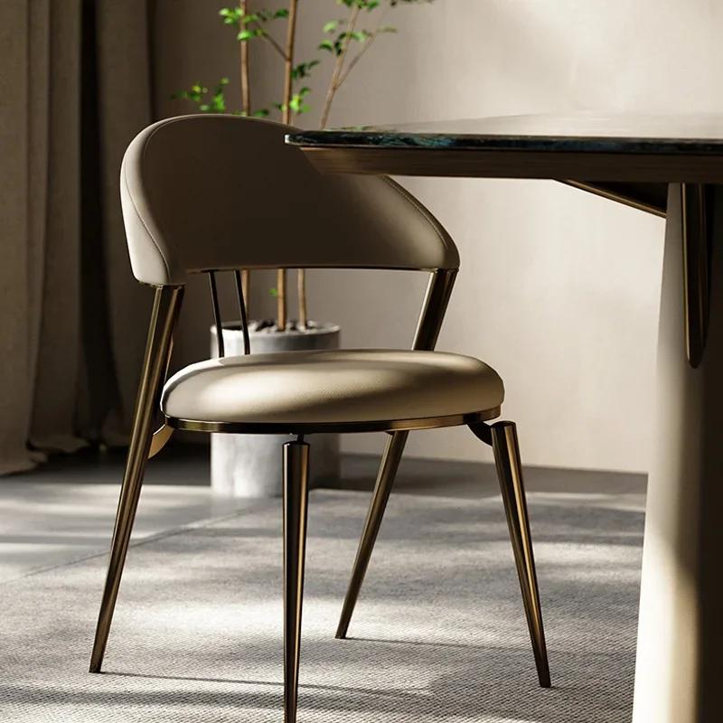 Italian Minimalist Dining Chair Modern Back Nordic Light Luxury Designer Hotel Home Restaurant Leather Chair