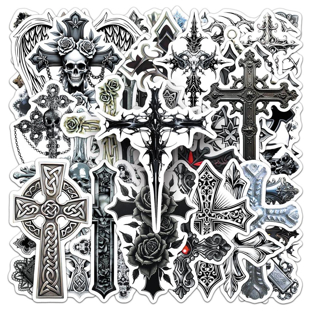 50 Gothic Mittelalterliche Schwarz-Weiß Graffiti Aufkleber - Trendige Journal & Motorrad Dekoration