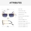 Gafas de sol sin montura de leopardo de metal a la moda, puentes dobles, sombras de película oceánica gradiente UV400