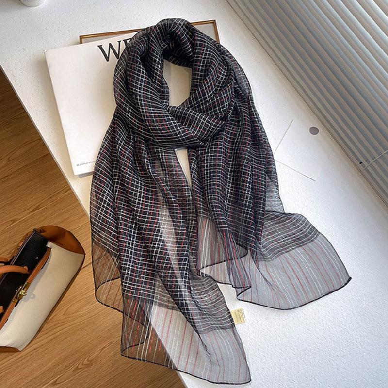 Plaid silk wool scarf women hijab for ladies pashmina shawls and wraps New Foulard Bandana Bufanda Blanket Scarves