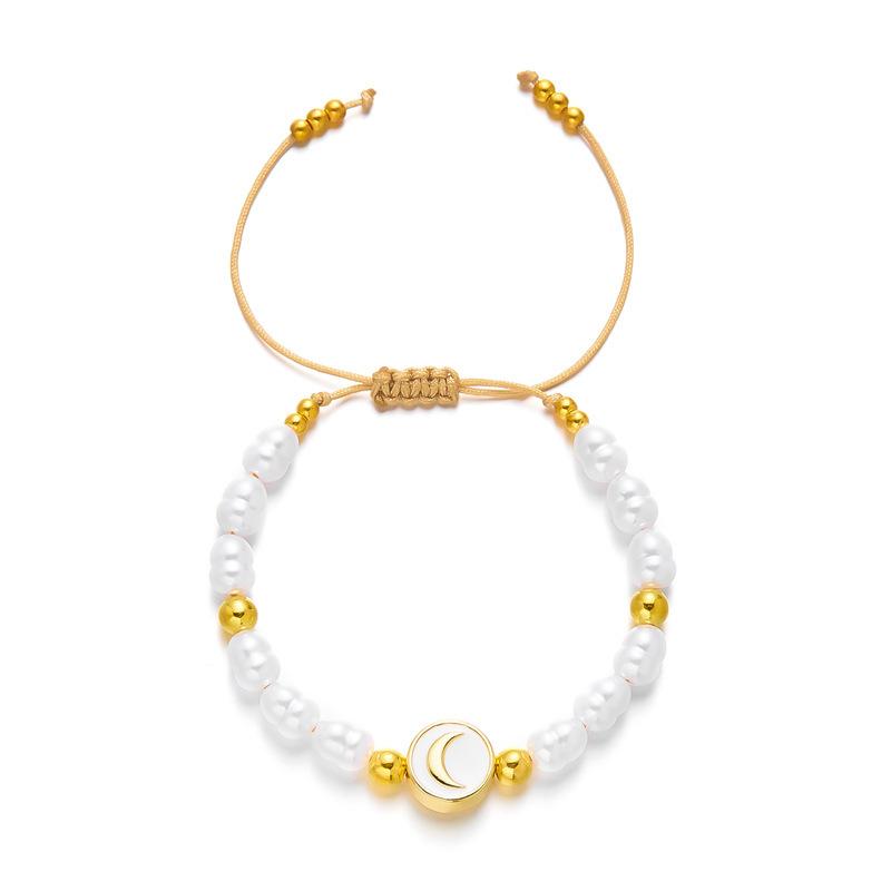 European Trend Faux Pearl Bracelet, Cross Heart Round Beaded Design, Delicate High Texture Handmade Fashion Accessories