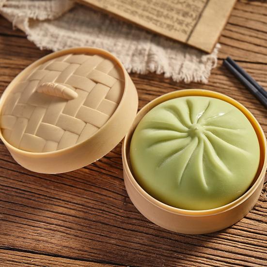 Fake Steamed Bun Toy Realistic Prop Soft TPR Stress Relief Squeeze Ball for Prank Anxiety Relief Fidget Toy