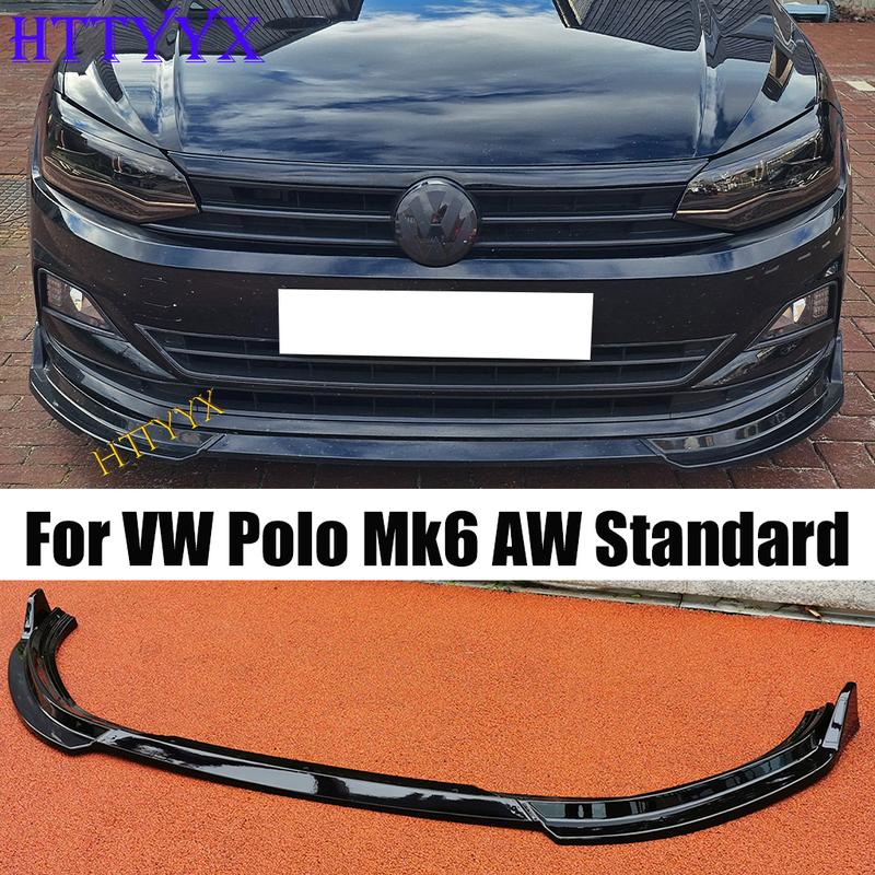 Fit for VW Polo Mk6 Typ AW Standard TSI TDI 2018 2019 2020 2021 2022 Front Bumper Splitter Lip Diffusers 3pcs