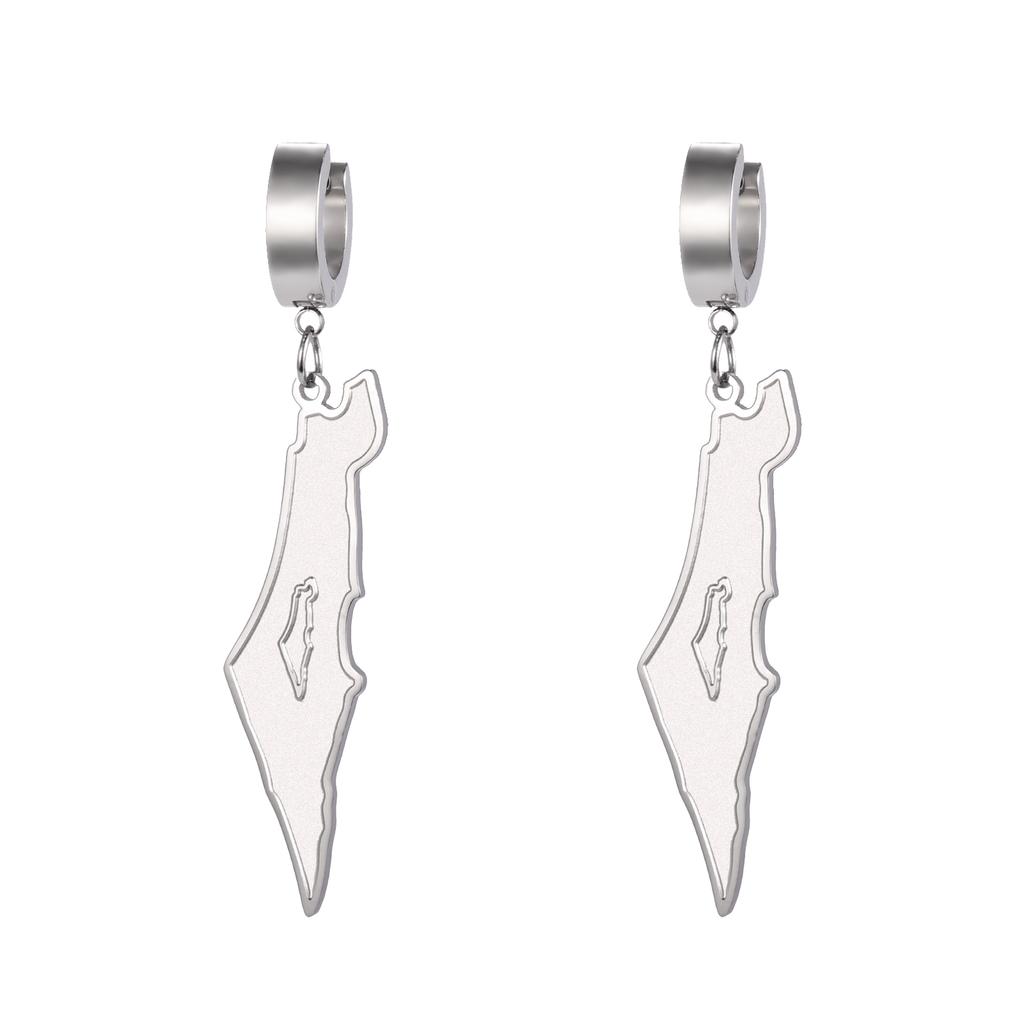 Exquisite Country Map Dangle Piercing Earrings Stainless Stee Arabic Calligraphy Geography Earring Amulet Jewelry Gifts