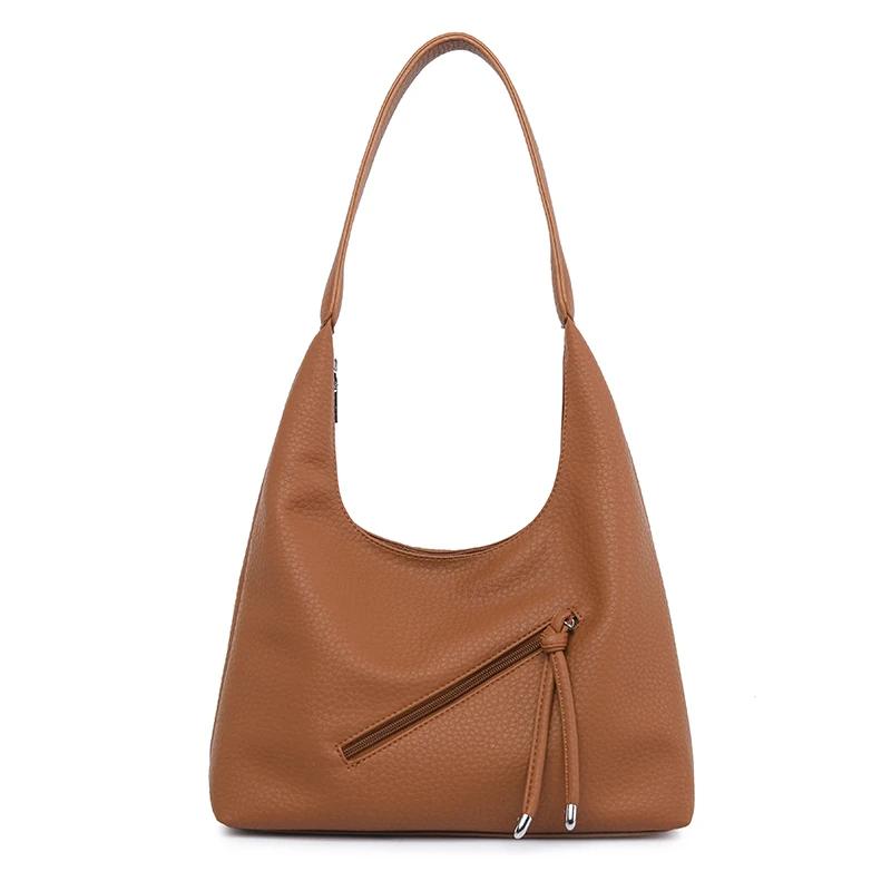 Luxury Designer Ladies Handbags Solid color Leather Shoulder Bags for Women’s Fashionable Zipper Decoration Female Crossbody Bag