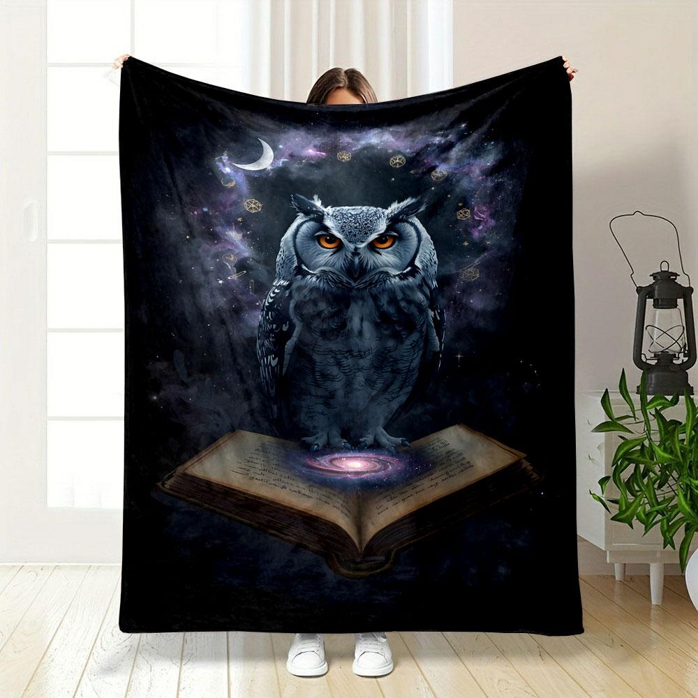 Mystical Owl with Cosmic Book print blanket soft and cozy perfect for the living room bed sofa or a nap,gift