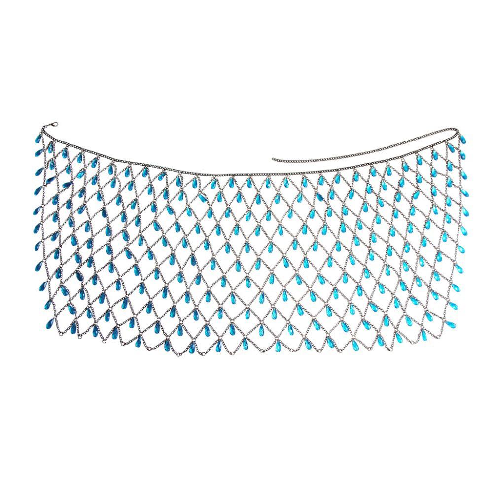 European & American Layered Sexy Body Chain with Water Drop Gem Pendant