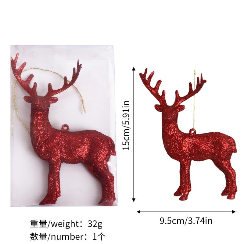 Weiße glitzernde Schneeflocken Weihnachtsdekoration Weihnachtsbaumhänger Elch-Ornamente Neujahrsgeschenke 2025 Party Heim Zimmer Statue Dekor