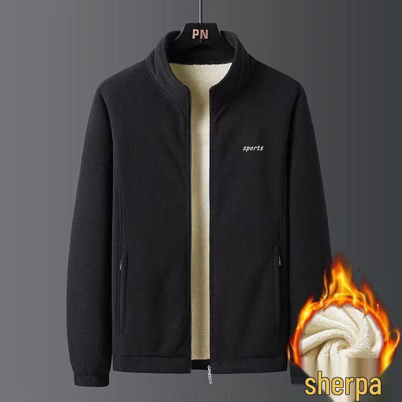 Men's Fleece Jacket: Double-Sided Plush, Lambswool, Thickened Casual Sportswear for Autumn/Winter.