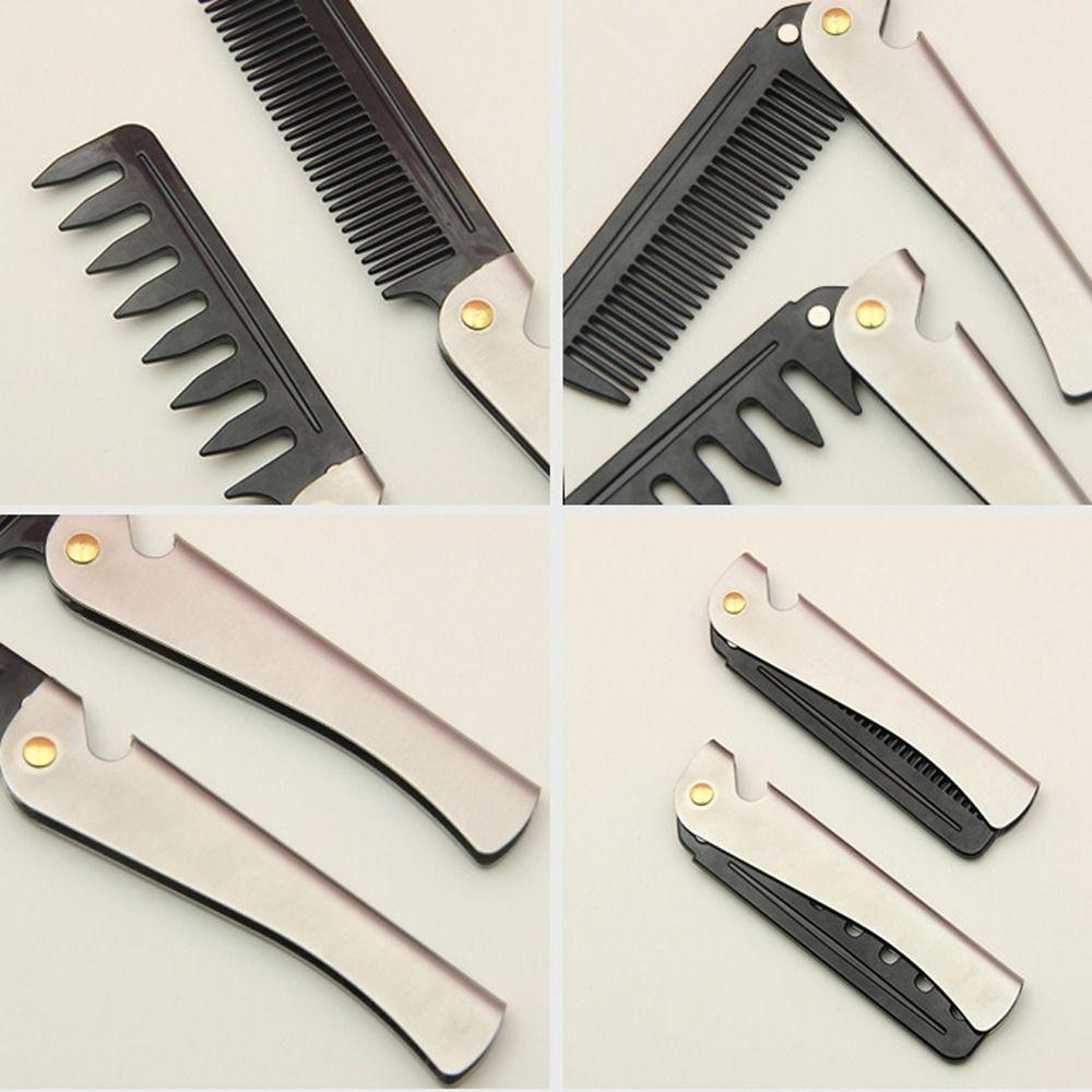 Professional Oil Head Comb Stainless Steel Handle Hairdressing Hair Comb Wide Teeth Men Comb Salon