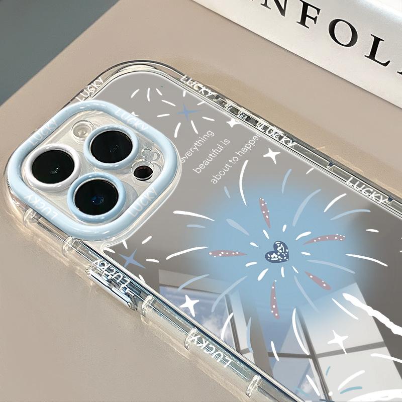 Ins Simple Creative Niche Fireworks Mirror for Huawei Cream Shell for Oppo for Apple 16 New for IPhone14