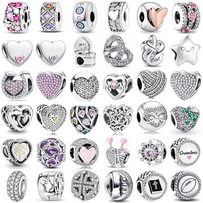 New Hollowed Out Heart-Shaped Charm Bead Fits Perfectly With Original Decorative Bracelet Women'S Jewelry Amulet Copper