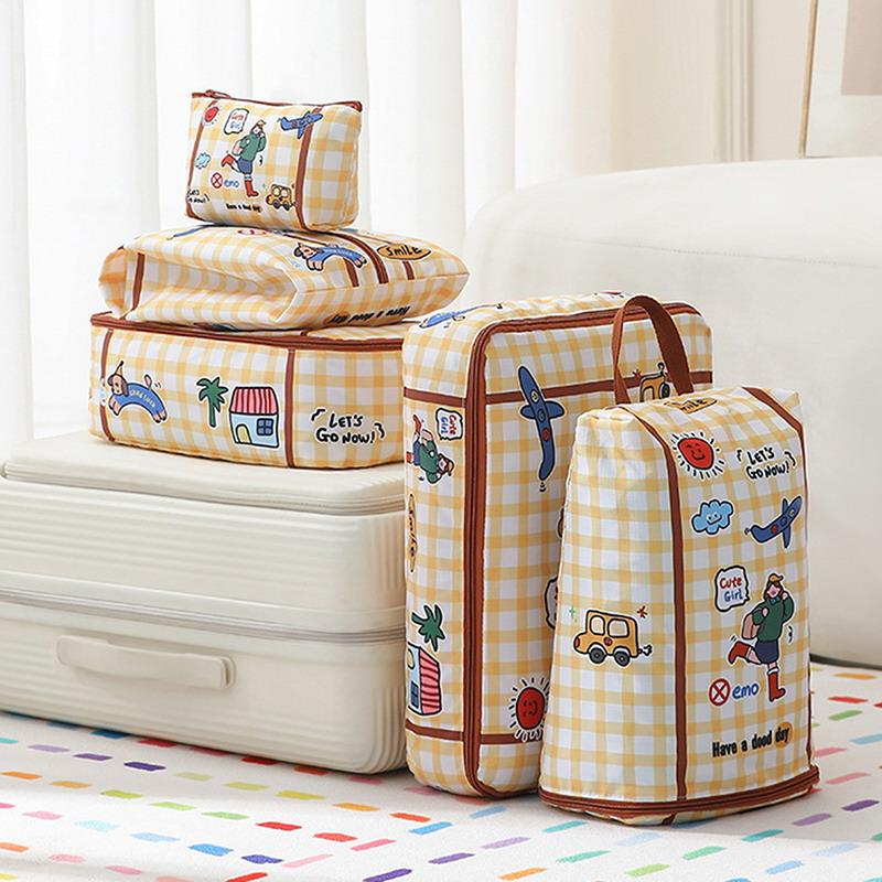Cute Zippered Travel Storage Bag Large Capacity Waterproof For Clothes, Underwear, Suitcases Clothing Classification Storage Bag