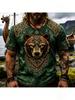 T-shirt Uomo Estiva 2026 Stile Retro Street Usurata con Orso Vichingo, Nodo Celtico, Stampa 3D, Maniche Corte Ampie Girocollo
