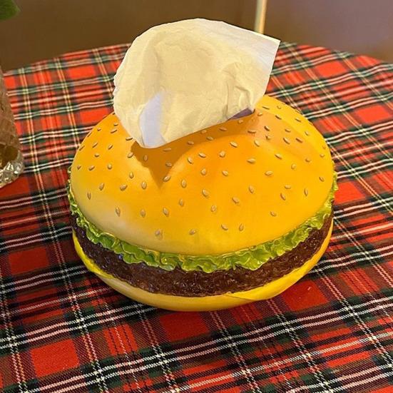 Burger Tissue Box Large Capacity Realistic Looking Hamburger Tissue Storage Box Decorative Paper Towel