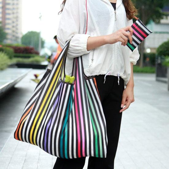 Foldable Colored Large Capacity Shopping Handbag Grocery Storage Bag Tote Pouch