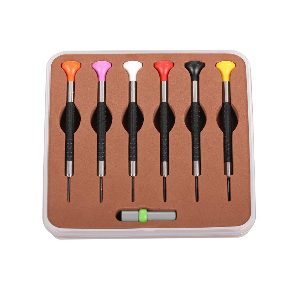 Octagonal 6Pcs Precision T-type Anti-slip Durable Watch Screwdriver Set Stainless Steel Black Handle Repair Tools Kit