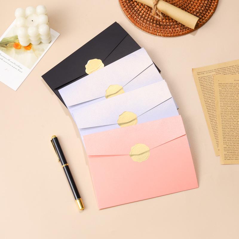 

Set of 10 Pearlescent Pink 13x18 Three-Fold Western-Style Wedding/Business Invitation Envelopes White with seal stickers, 10 pcs