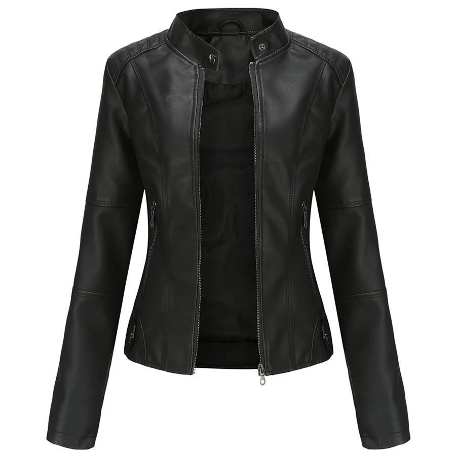 Women Faux Leather Biker Jacket PU Motorcycle Casual Zip Up Slim Coat Cropped Racer Moto Bomber Outerwear Plus Size S-4XL Oversized Fashion New