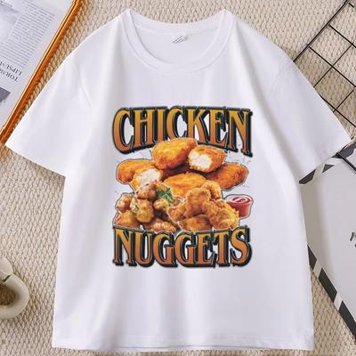 Chicken Nugget Vintage Graphic TShirt Funny Nuggets Meme T Shirt Retro Comfortable 90s Graphic Trendy Tee Streetwear Tops