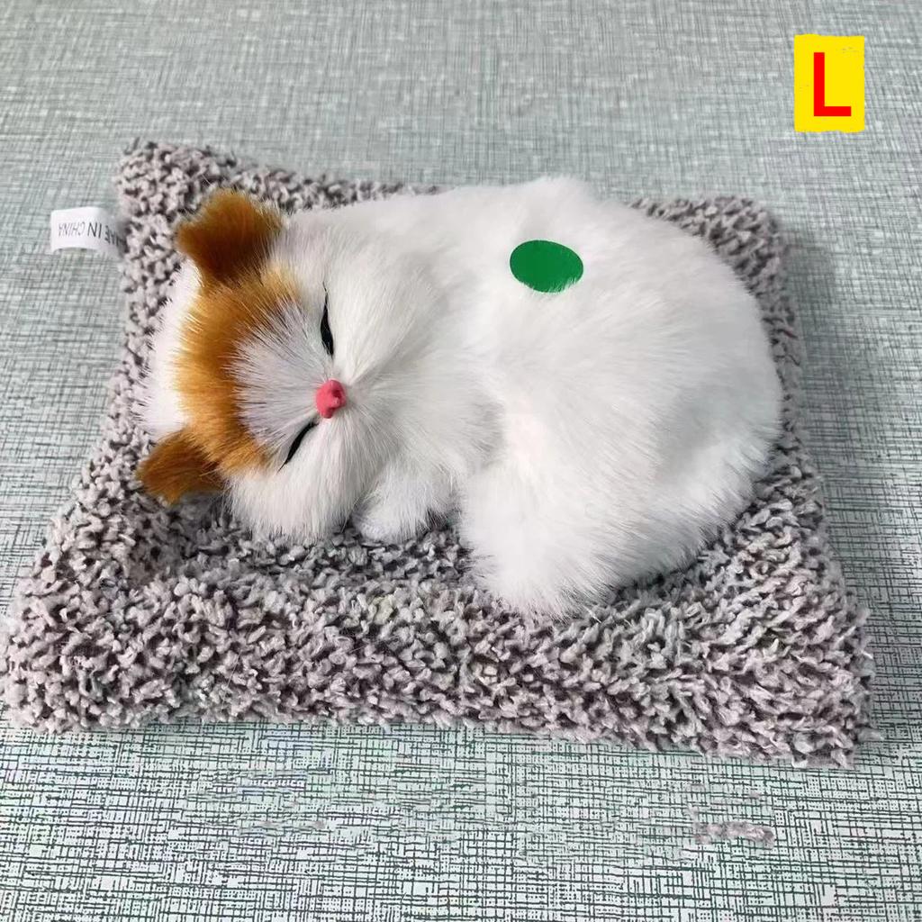 Simulated Cat Ornament With Built-in Activated Carbon Purifying Air Cute Doll Car Decor Sleeping Cat Figurine Press To Sound
