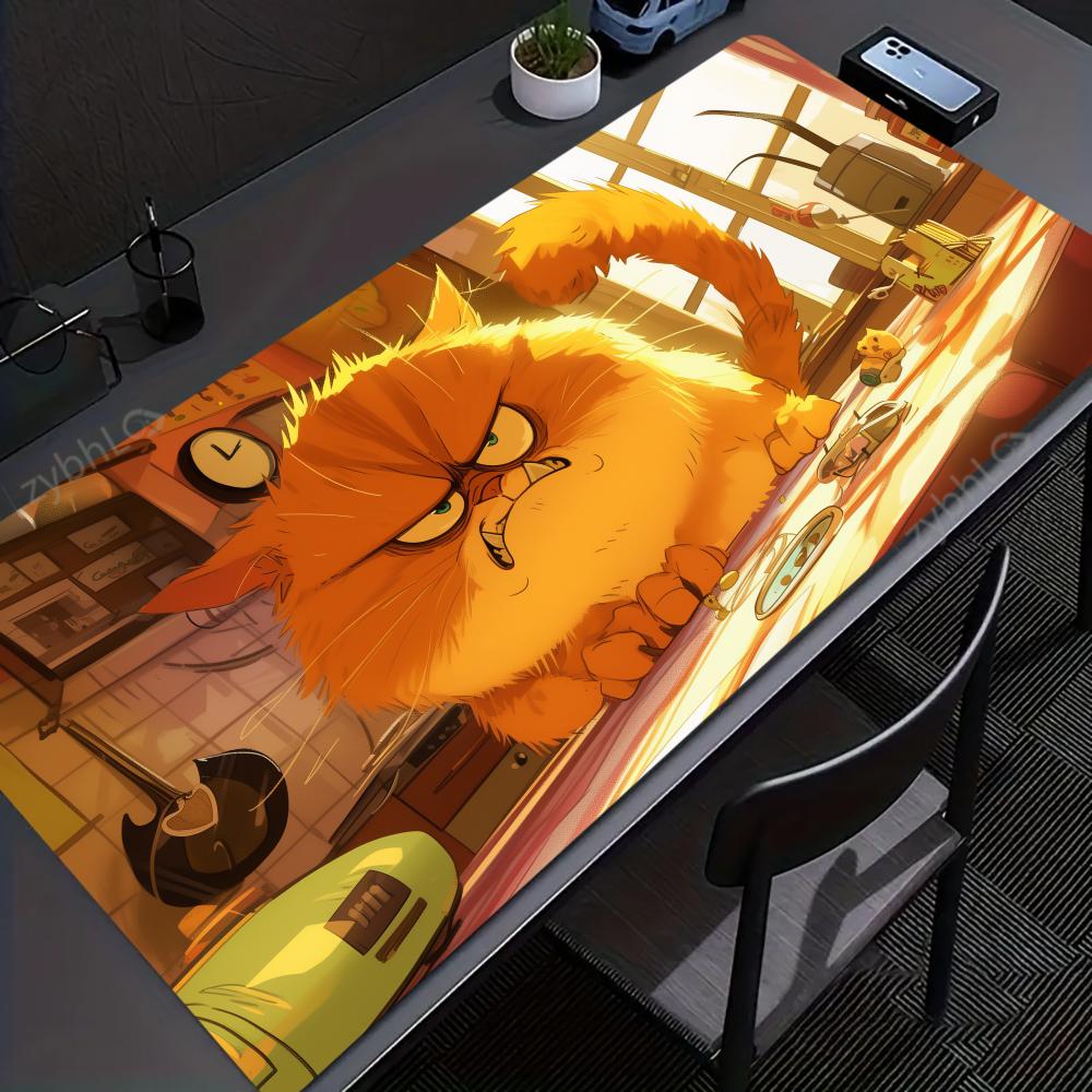 Angry Orange Cat Mouse Pad Large Gaming Accessory XXL Game Rubber Deskmat HD Non-Slip Computer Keyboard Mat Laptop Long Mousepad