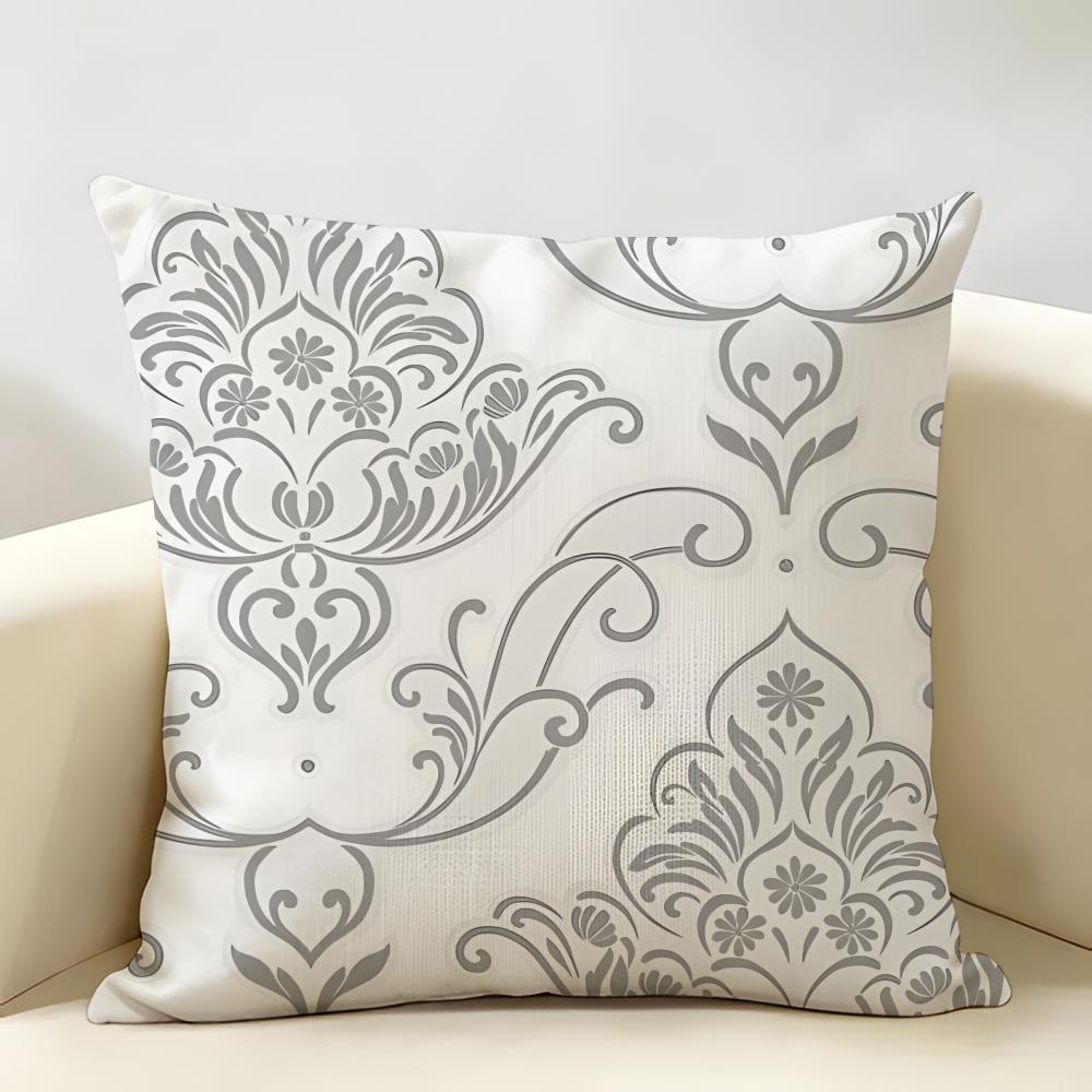 Gray Blend Pattern Cushion Cover Natural Linen Organic Fabric Double-Sided Printing Breathable Perfect For Home Decor