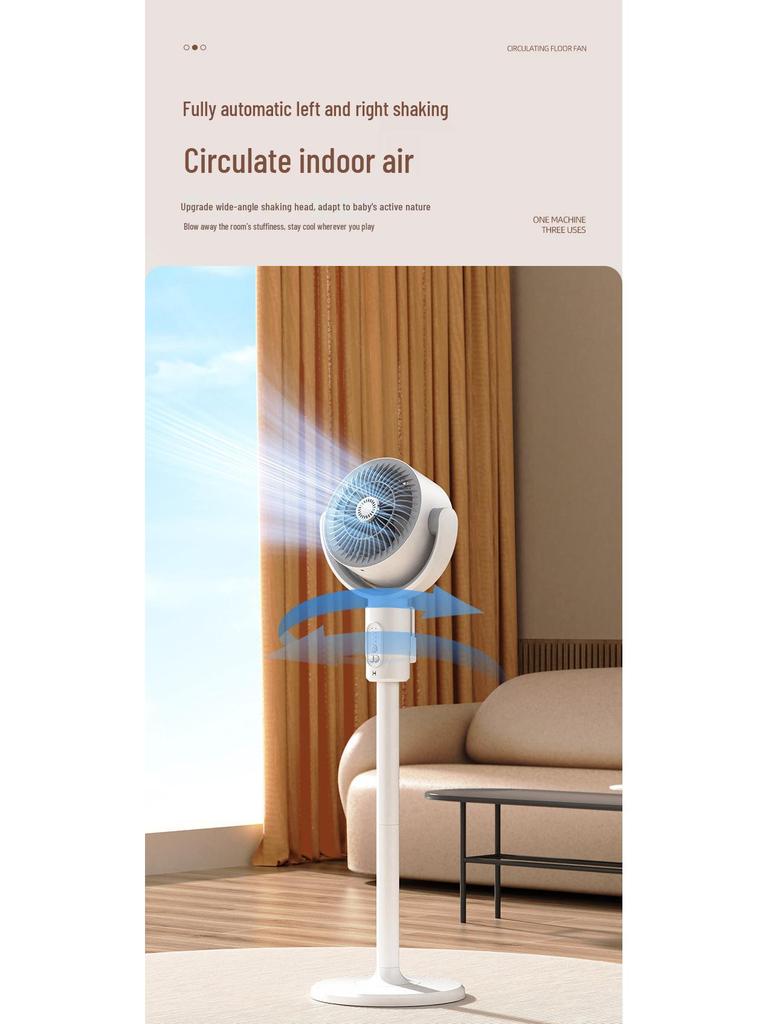 F1 USB Smart Oscillating Floor Fan with Remote - Three-in-One Desktop and Floor Use