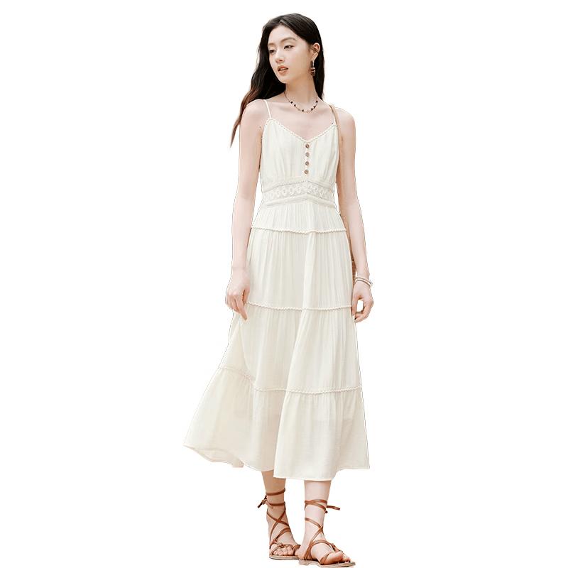 

Bohemian White Strappy Midi Dress S