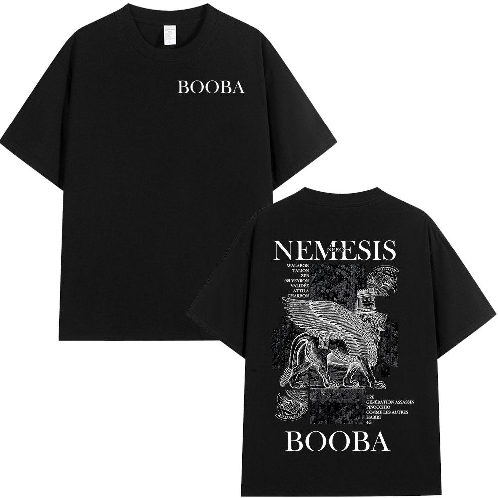 Rapartiest Booba Nero Nemesis Album Grafisch T-shirt voor Mannen en Vrouwen, Hip-hop Mode Zomer Print 100% Puur Katoenen T-shirt