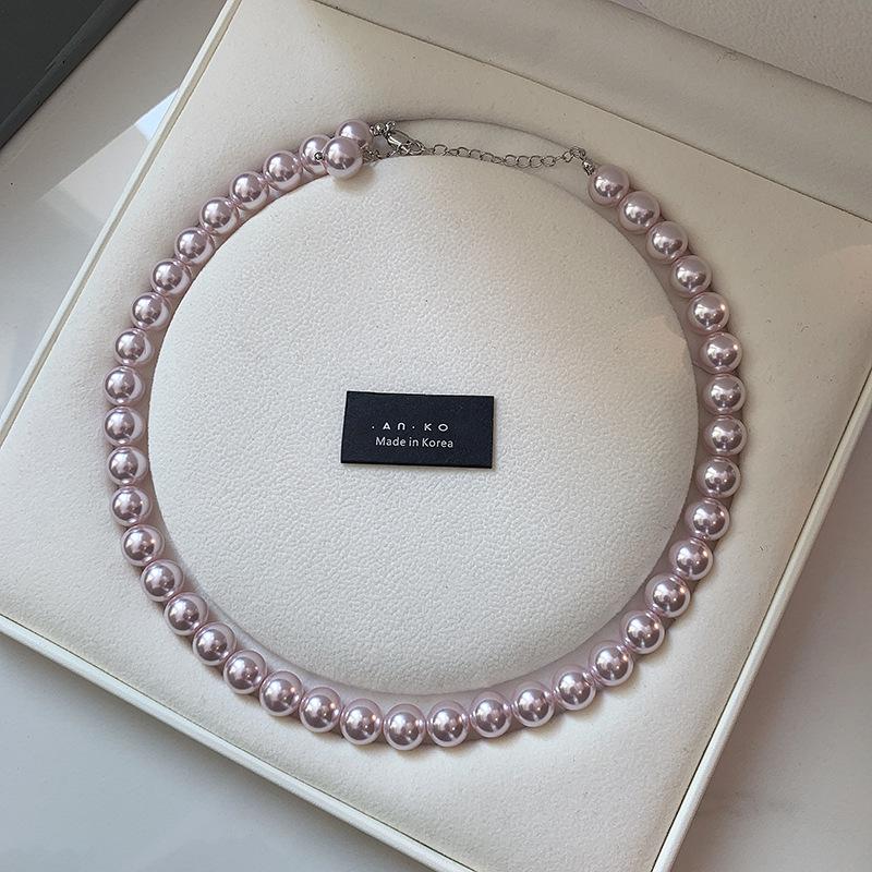 

Rose Purple Extra Fine Small Rice Pearl Necklace Women s Light Luxury Niche Aurora Beaded Sweater Chain