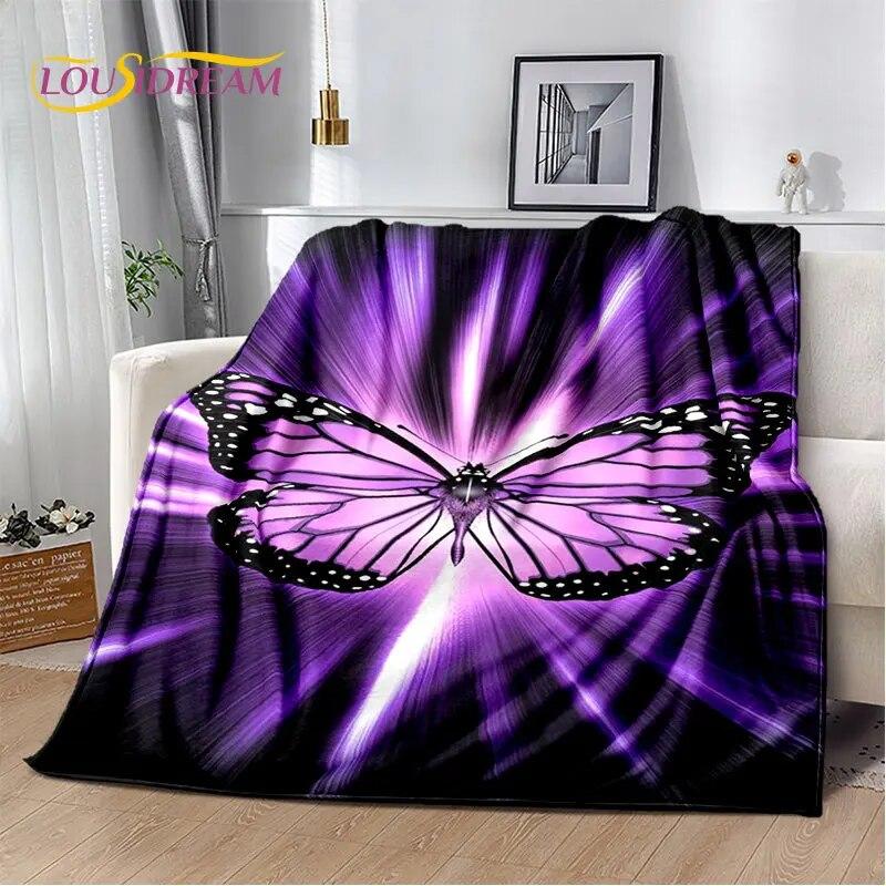 3D Cartoon Dream Butterfly Flower Soft Plush Blanket,Flannel Blanket Throw Blanket for Living Room Bedroom Bed Sofa Picnic Cover