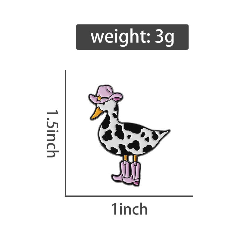 Pink Cow Cowgirl Duck Enamel Pin Western Duck Cowboy Boots Silly Goose Animal Brooch Lapel Badge Funny Jewelry Gift For Friends
