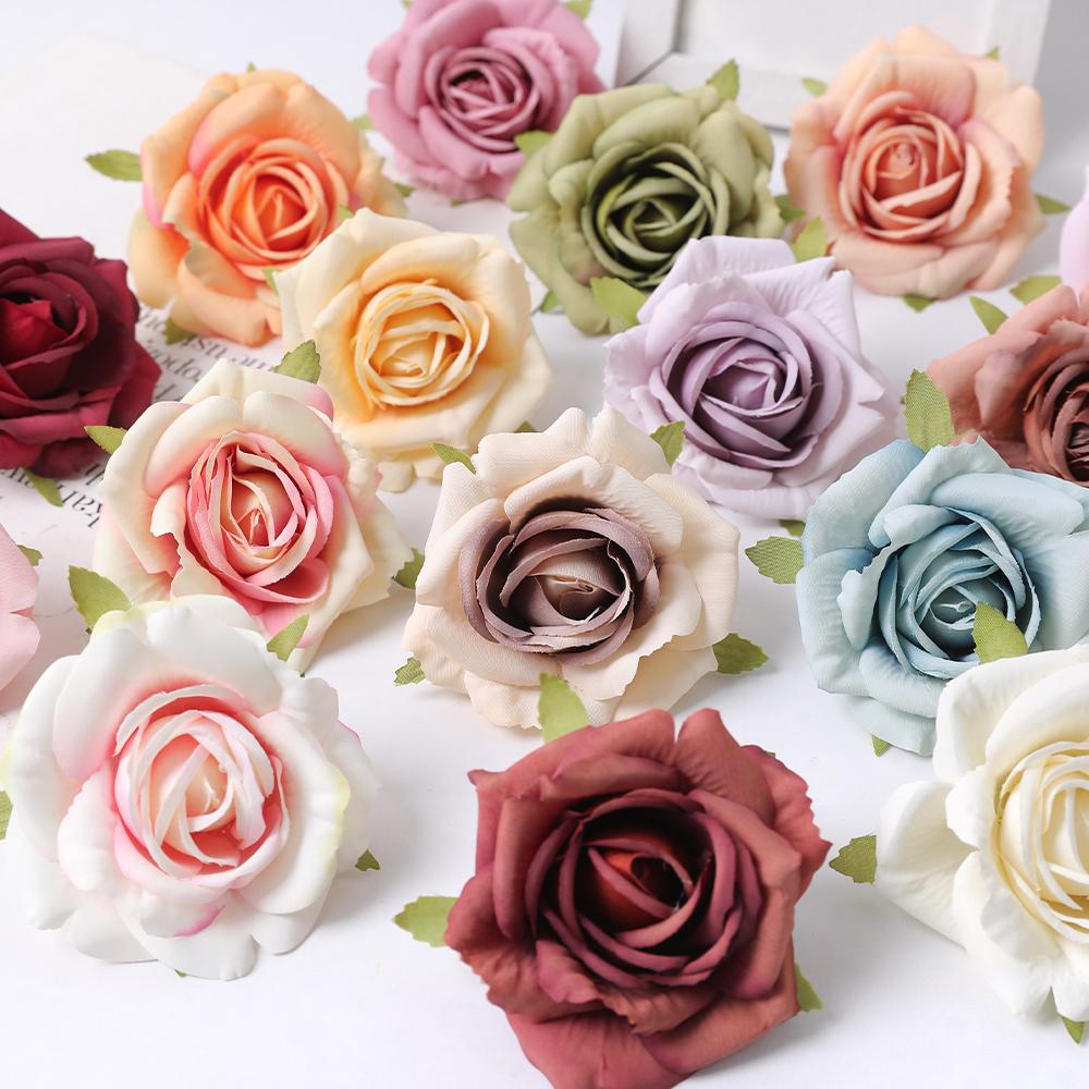 5/10 Stück Künstliche Rosenblüten 7CM Kunstblumen für Heimdeko Garten Hochzeitsparty Dekoration Brautstrauß Kranz Geschenkdeko