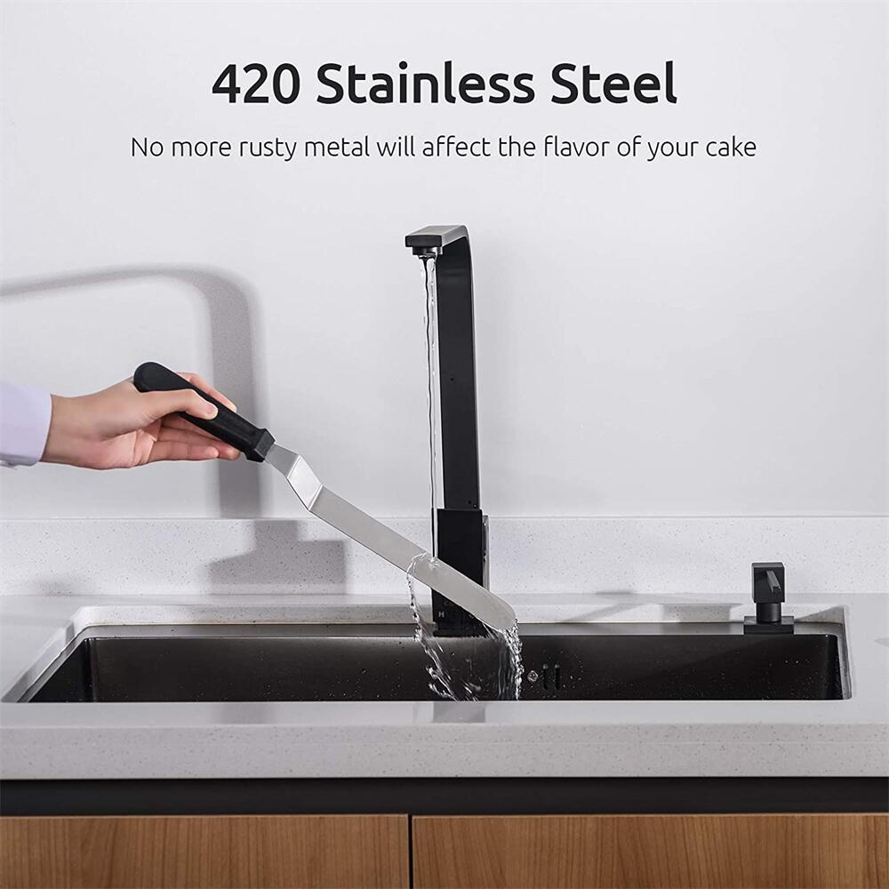 

3pcs/Set Icing Spreader Offset Angled Plastic Handle Cake Decorating Tool Stainless Steel Frosting Bakery 0970