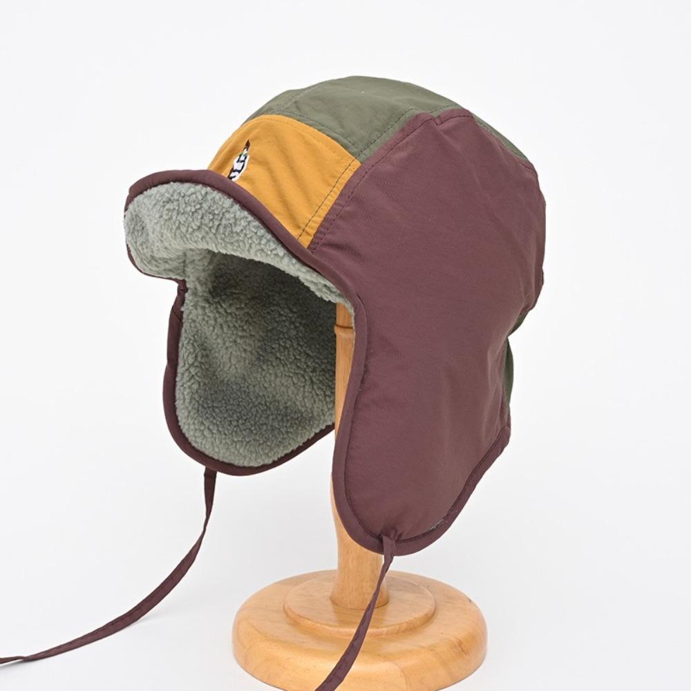 5-Panel Color Matching Lei Feng Hat Fleece Warm Women's Plush Cap Cycling Cap Ski Riding