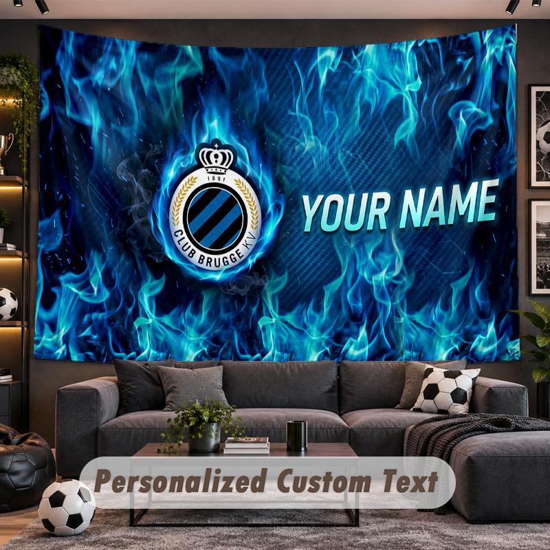 Club Brugge FC Personalized Tapestry Support Custom Name, Wall Art Home Decoration