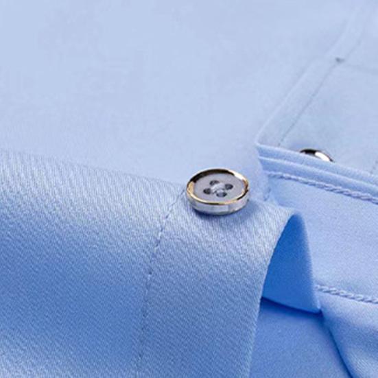 Men Shirt Formal Business Style Long Sleeve Lapel Contrast Color Single-breasted Pocket Soft Breathable Plus Size Mid Length Anti-wrinkle