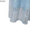 ZANZEA Women Elegant Square Collar Short Sleeve Lace Patchwork Dress