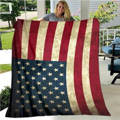 American Flag Digitalprinted Polyester Bedroom Velvet Flannel Soft Sofa Cover Blanket Fleece Soft Sofa Cover Blankets for Beds