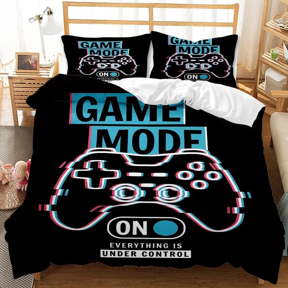 Gaming-Bettwäsche-Set, Gamer-Zimmer-Dekor, Gamer-Bettbezug, Jungen, Mädchen, Kinder, Teenager, Videospiele, Twin Queen King, Polyester-Bettbezug