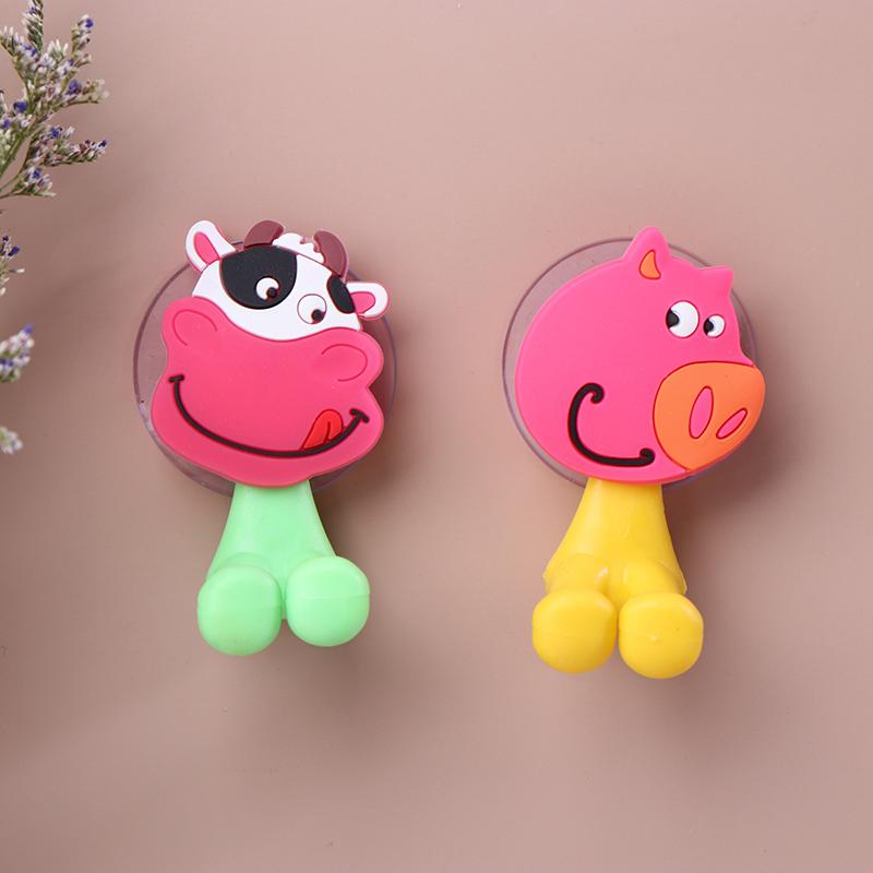 Cartoon Animal Toothbrush Holder Wall Mounted Antibacterial Tooth Brush Storage Rack With Suction Cup Bathroom Organizer
