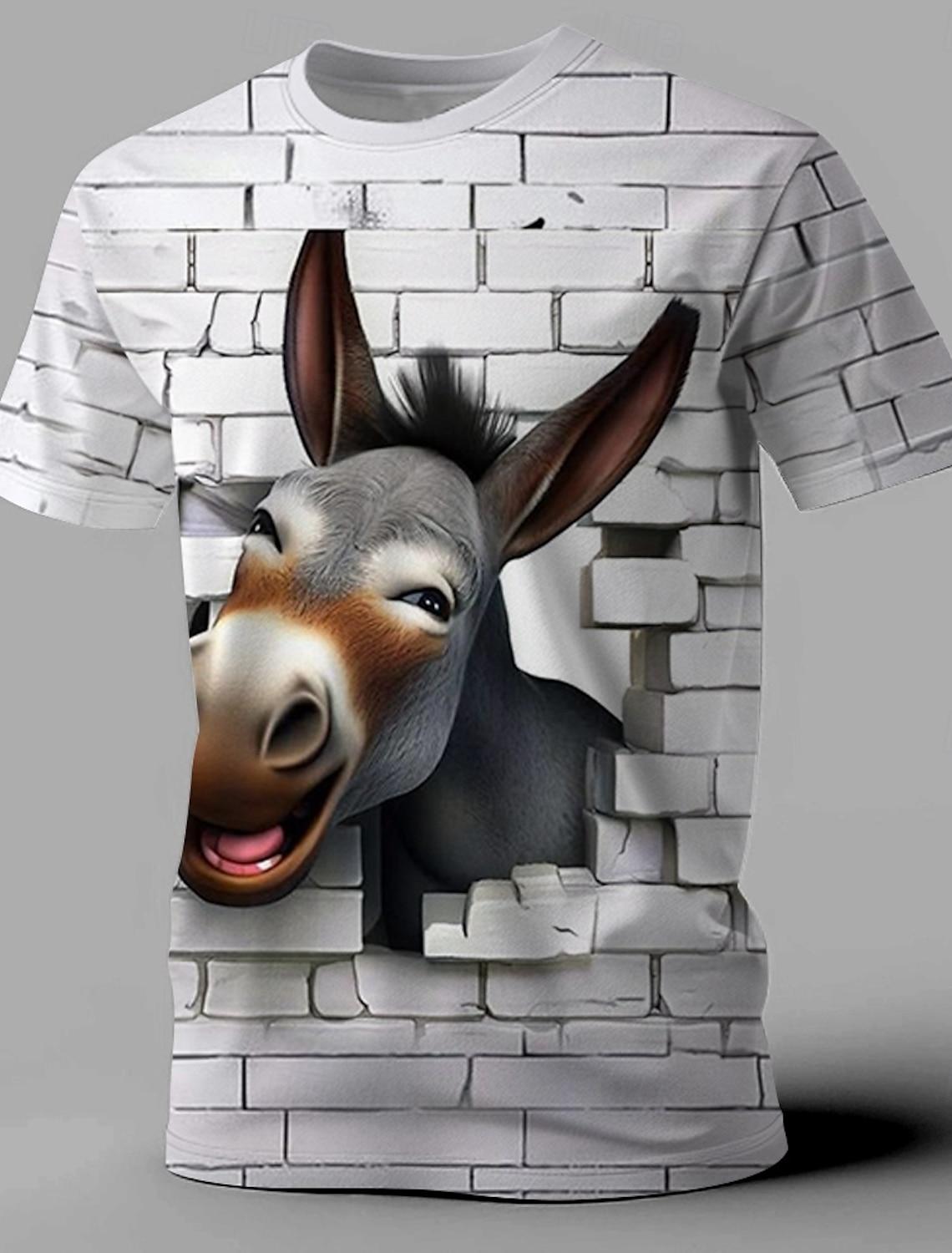 

Мужская футболка с изображением животных, забавная футболка с коротким рукавом, 3D-принт, рубашки с круглым вырезом, преувеличенные дизайнерские вечерние летние повседневные наряды 5XL