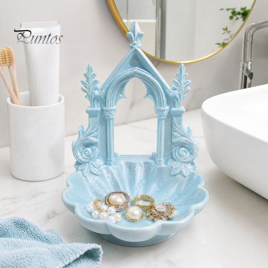 Macaron Color Jewelry Tray Storage Tray, with Gothic Arch Pearlescent Design, Organizer Themed Organizer, for Rings Earrings Necklaces Dressing Table