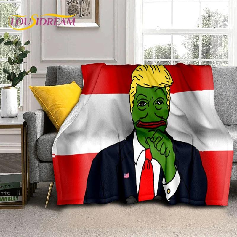 Cartoon Pepe The Frog Face HD Soft Flannel Blanket for Beds Bedroom Sofa Picnic,Throw Blanket for Cover Outdoor Leisure Nap Gift