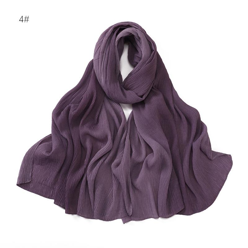 Women Plain Ombre Wrinkle Polyester Shawls Scarf Lady Shimmer Pleated Headband Wrap Solid Crinkle  Scarves Muslim Hijab 180*70Cm
