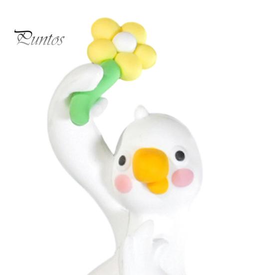 Monitor Dekoration Ente Harz Dekor für Schreibtisch Auto Armaturenbrett TV Monitor, Mini Büro Skulptur Figur, Niedliches Blume Haltendes Ornament, Verspielt